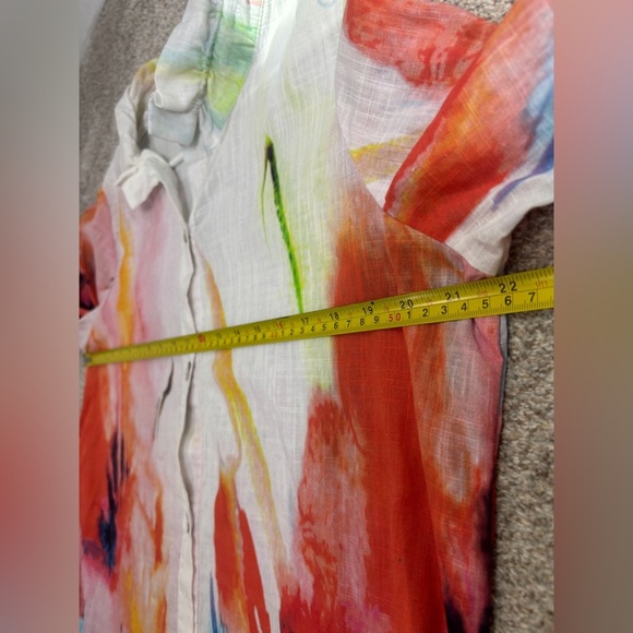 Soft Surroundings Isla Grande 100% Cotton Multicolor Watercolor Button Front Top - Picture 5 of 12